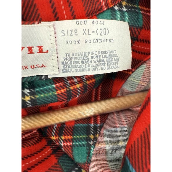 Vintage SILVIL Red Scotch Plaid Tartan Cotton USA Made Sleep Shirt DEADSTOCK - Picture 10 of 11